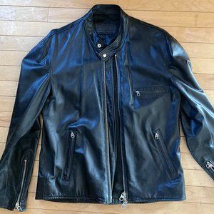 Roots Canada Black Leather Moto Jacket (One Week movie inspired)